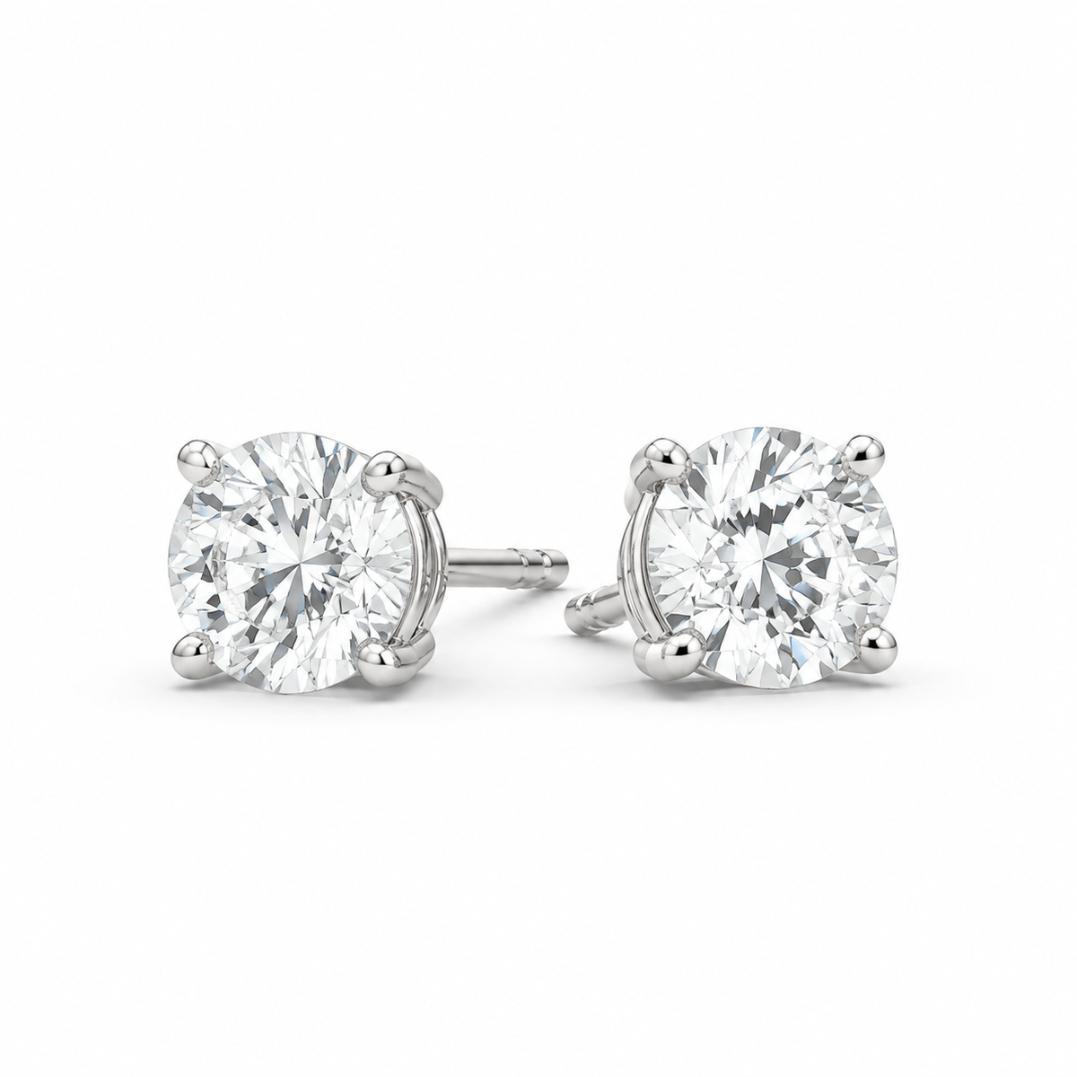 Aretes Stud Diamante Lab 1 ct en Oro Blanco 14k