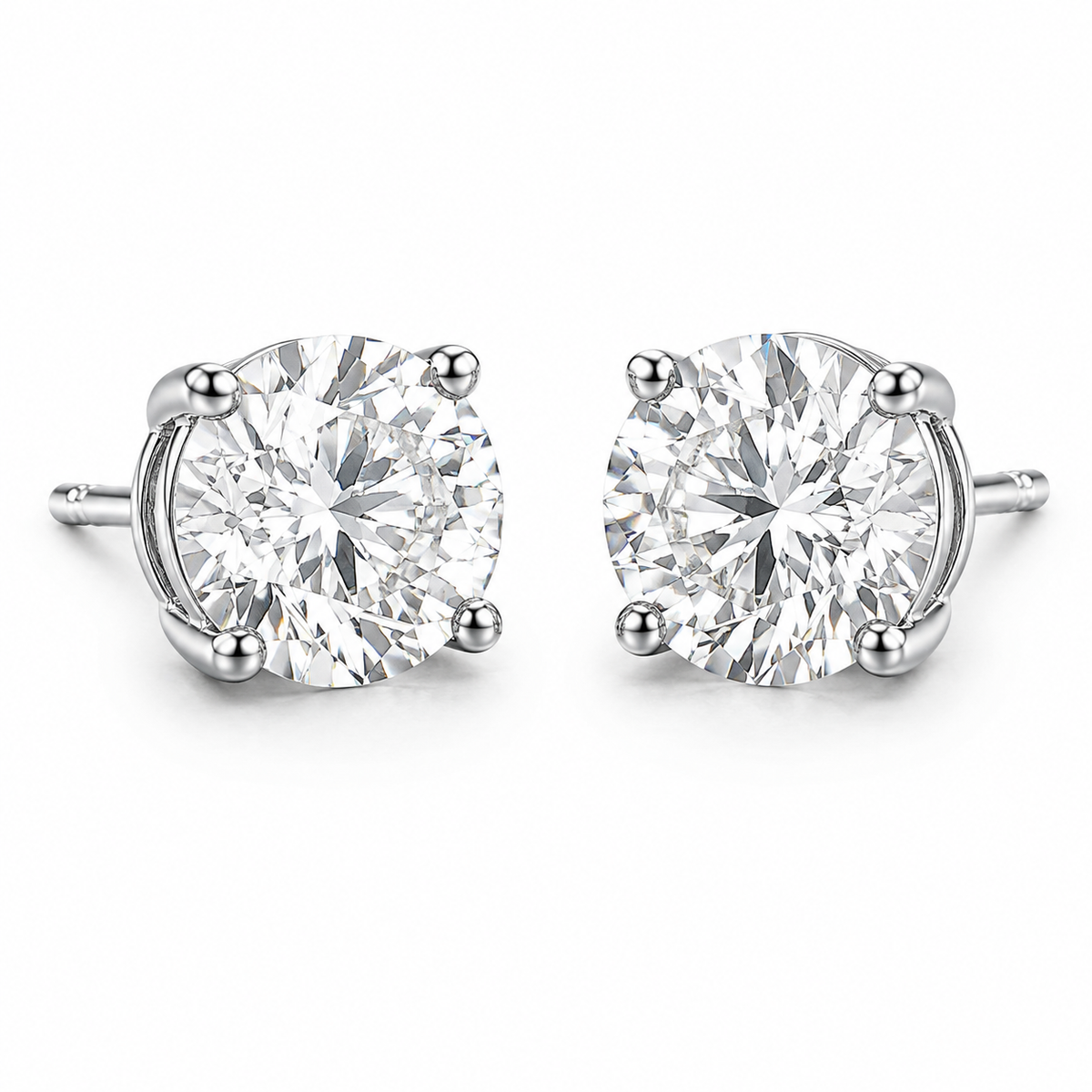 Aretes Stud Diamante Lab 2 ct Certificados en Oro Blanco 14k