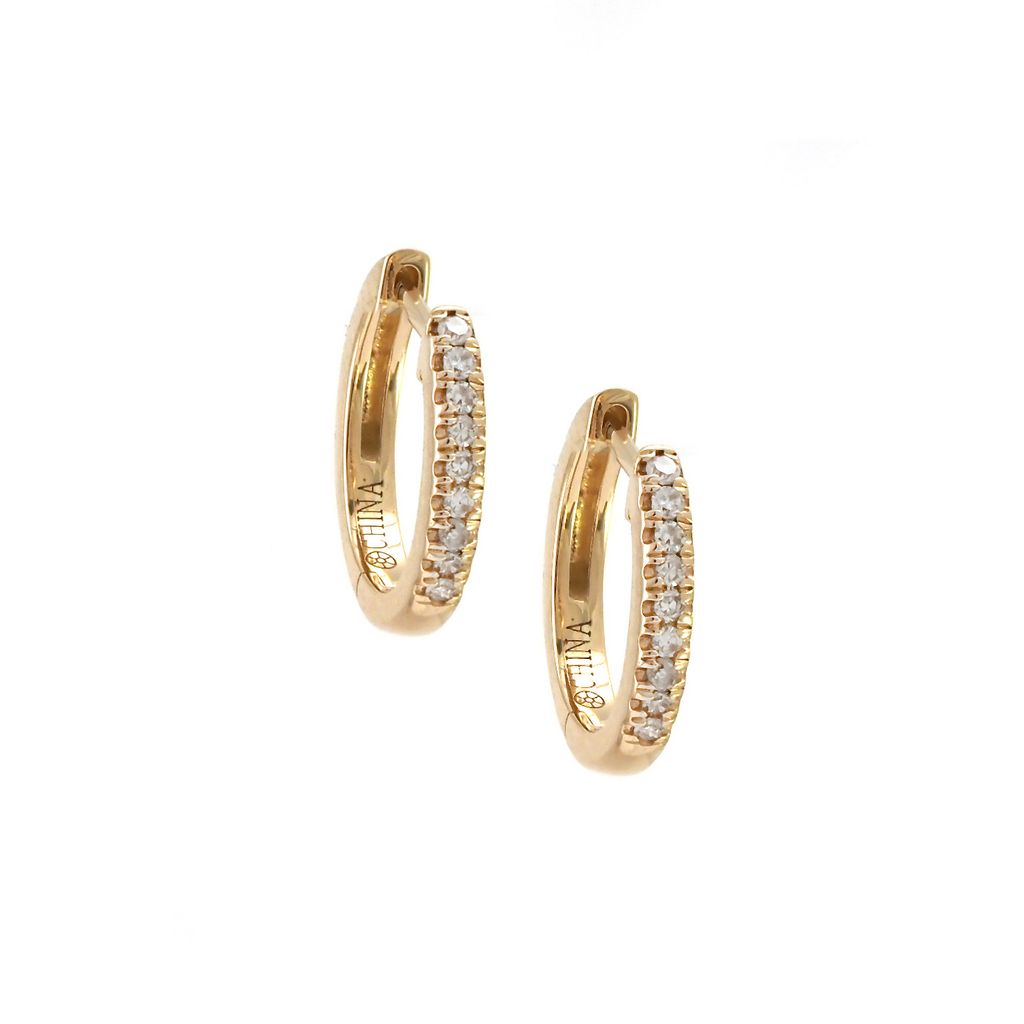 Aretes Huggie con Diamantes en Oro Amarillo 14k