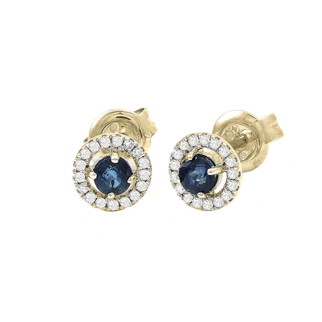 Aretes Clásicos con Piedra de Color y Diamantes en Oro Amarillo 14k