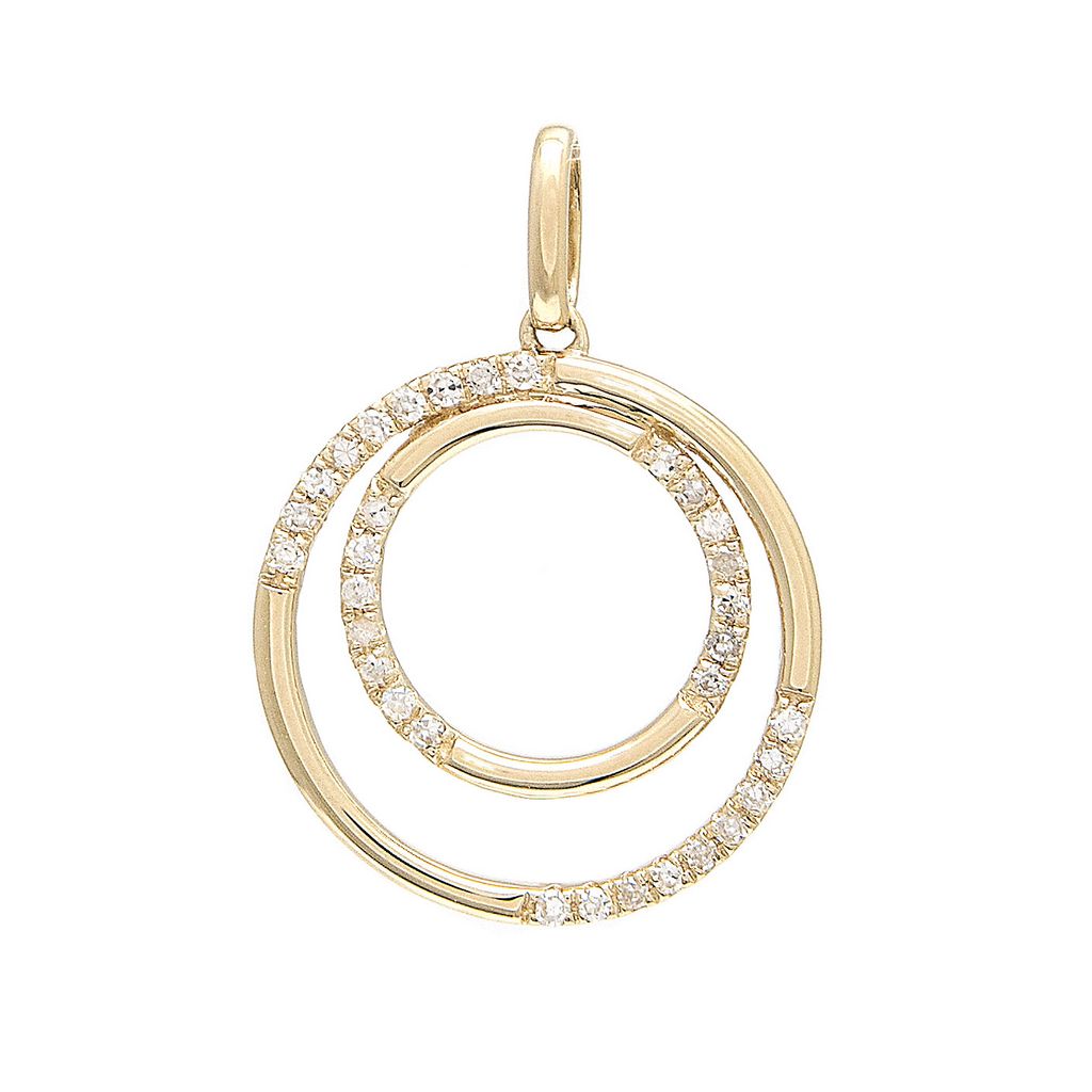 Dije Círculo con Diamantes en Oro Amarillo 14k