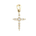 Dije de Cruz con Diamantes de Corte Redondo en Oro Amarillo 14k