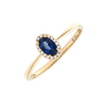 Anillo Clásico Oval con Zafiro y Diamantes en Oro Amarillo 14k