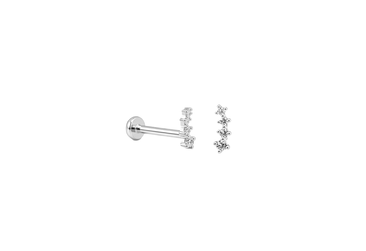 925 STERLING SILVER EARRING CZ SCREWBACK WIDTH-2.64MM HEIGHT-8.66MM THICKNESS-1.59MM