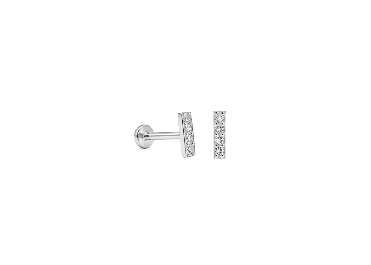 925 STERLING SILVER EARRING SCREWBACK CZ WIDTH-1.85M HEIGHT-7.05MM THICKNESS-1.55MM