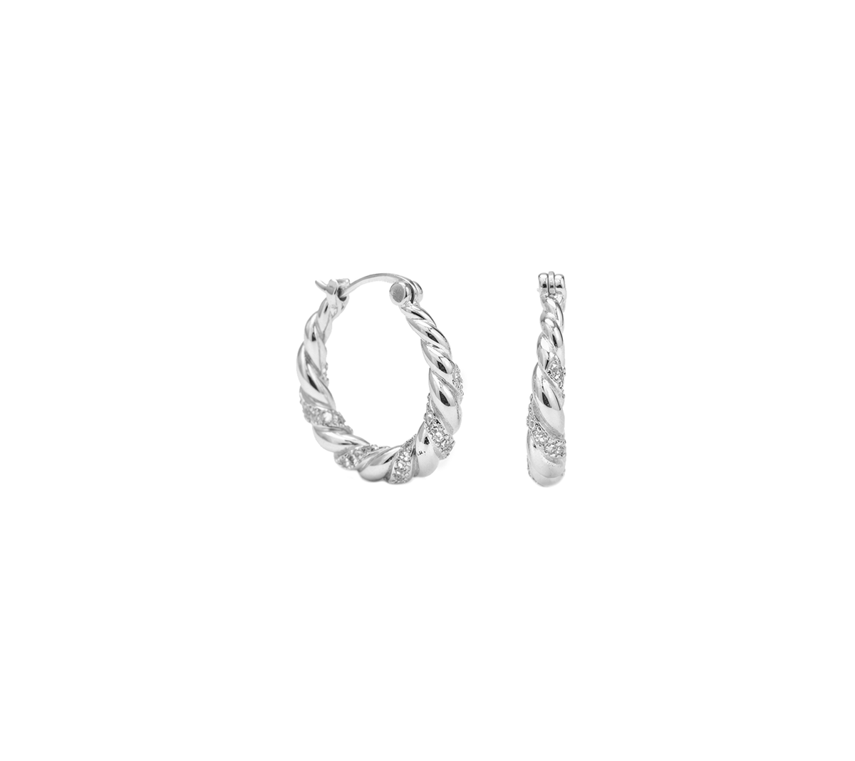 925 STERLING SILVER EARRINGS HOOP CZ WIDTH-19.05MM HEIGHT-20.49MM THICKNESS-4.05MM