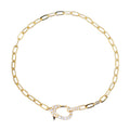 Pulsera Paperclip con Broche Diamantes Naturales 0.24 ct en Oro Amarillo 14k