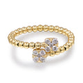 Anillo Bubble Doble Trébol Diamantes Naturales 0.22 ct en Oro Amarillo 14k