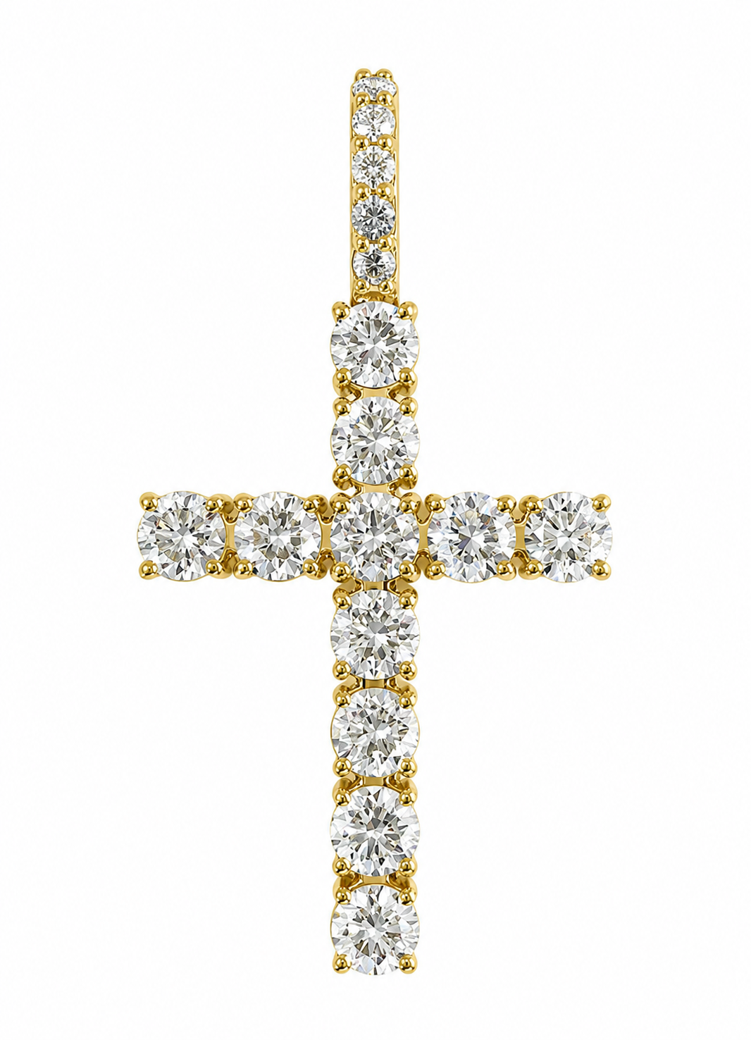 Cruz con Diamantes de Laboratorio en Oro Amarillo 14k