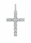 Cruz con Diamantes de Laboratorio en Oro Blanco 14k