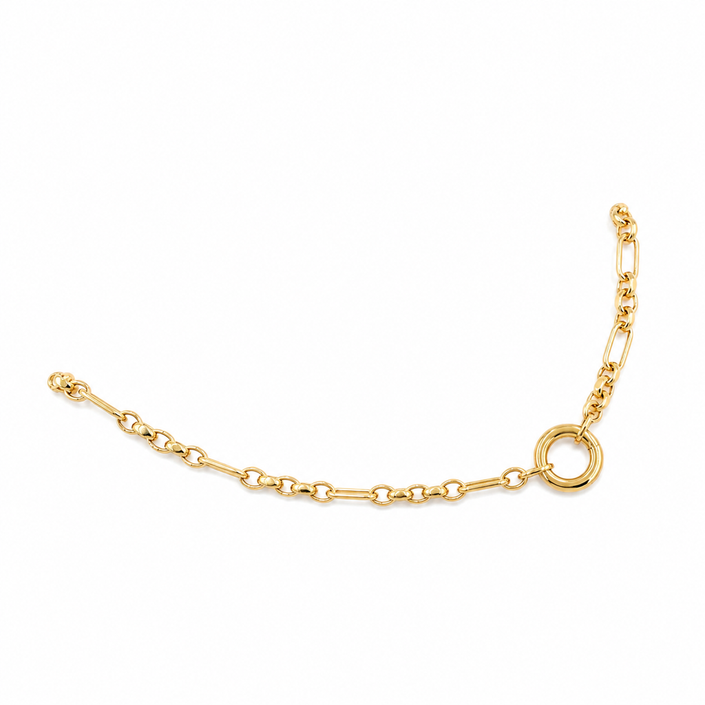 Cadena Fancy Long and Short Eslabón Grande en Oro Amarillo 14k
