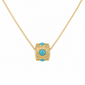Charm Aro con Turquesa Natural y Diamantes en Oro 14k