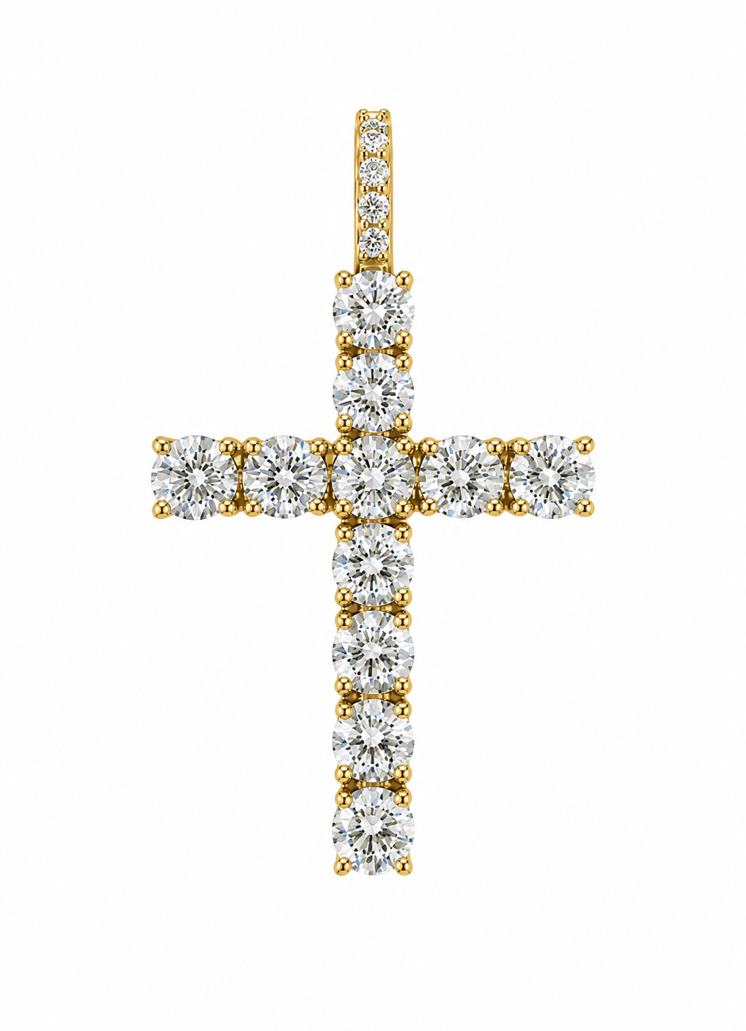 Cruz con Diamantes de Laboratorio en Oro Amarillo 14k