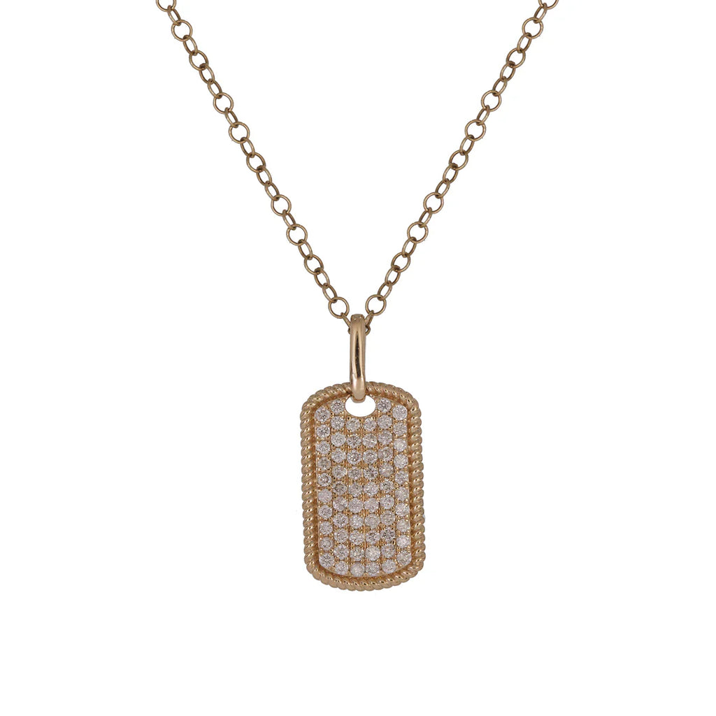 Charm de Tag con Diamantes Naturales en Oro Sólido 14k