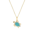 Charm Tortuga con Turquesa Natural y Diamantes en Oro Sólido 14k