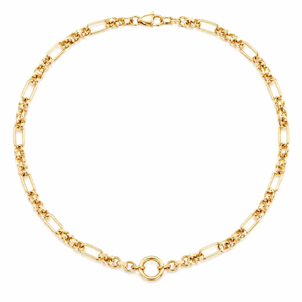 Cadena Fancy Long and Short en Oro Amarillo 14k