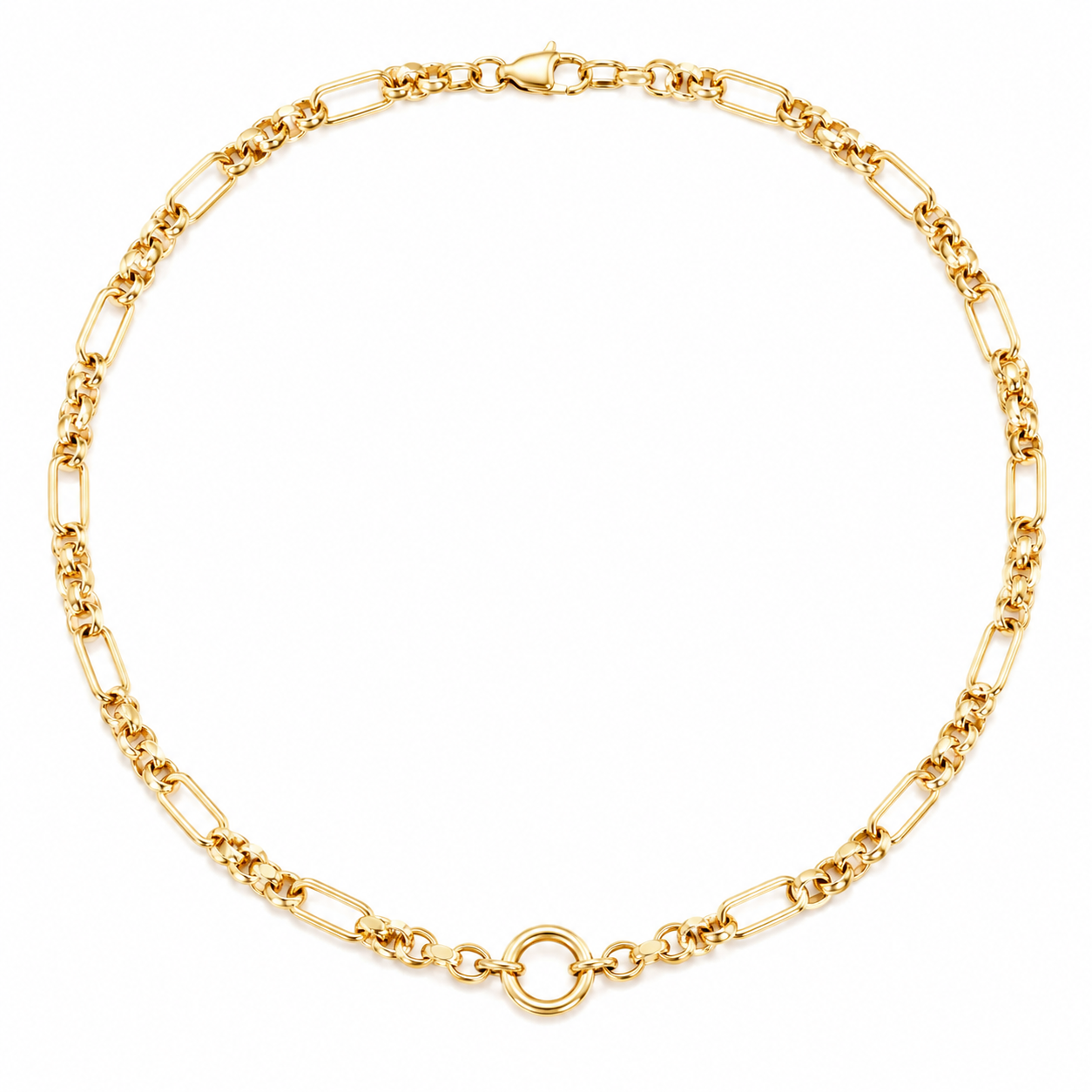 Cadena Fancy Long and Short en Oro Amarillo 14k